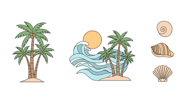 A vibrant illustration of a palm tree evokes feelings of relaxation and escape. Perfect for travel blogs, summer marketing, or adding a touch of parad