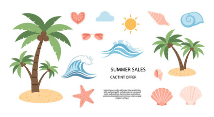 A vibrant, stylized palm tree stands on a sun-kissed beach, evoking a relaxing, idyllic getaway. Ideal for travel marketing and website backgrounds. © endang