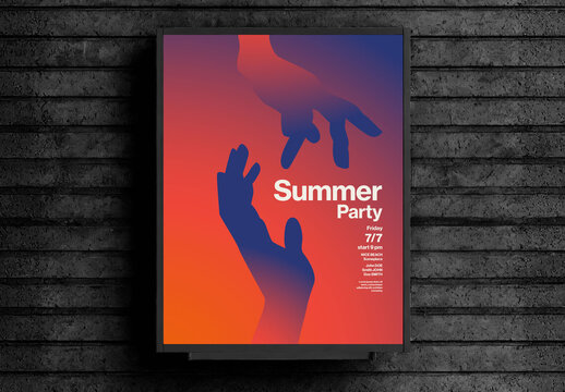 Summer Electronic Music Party Poster Template with Dancing Hands