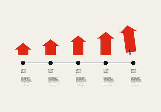 Building Growth Strategy Infographic Template with Arrows Illustration