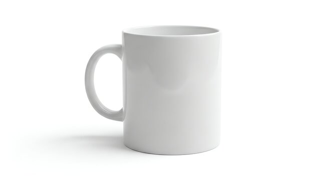 Plain White Ceramic Mug Isolated on a White Background for Coffee or Tea.
