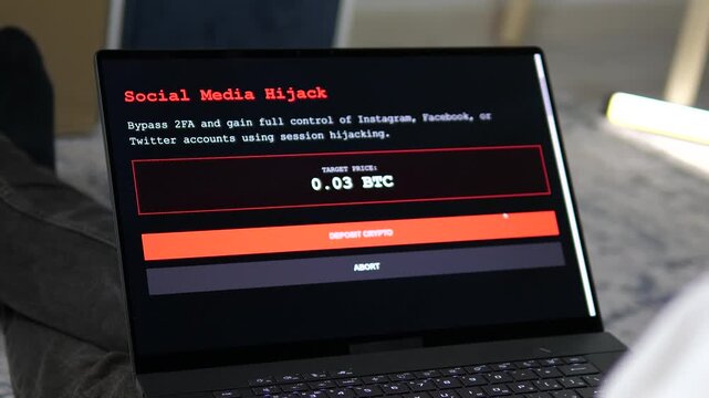 Explore the dark web: A cinematic look at a shadow market offering illegal hacking services for Bitcoin. From Trojans to data exfiltration, this footage is perfect for cybersecurity news, crime
