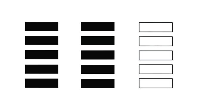 Abstract arrangement of black and white rectangles forming a visual pattern silhouette