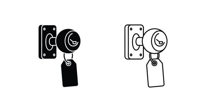 Two door knockers with tags a black and a white silhouette