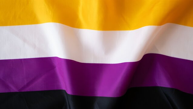 Vibrant Nonbinary Pride Flag Silk Texture &ndash; Glossy Fabric Background