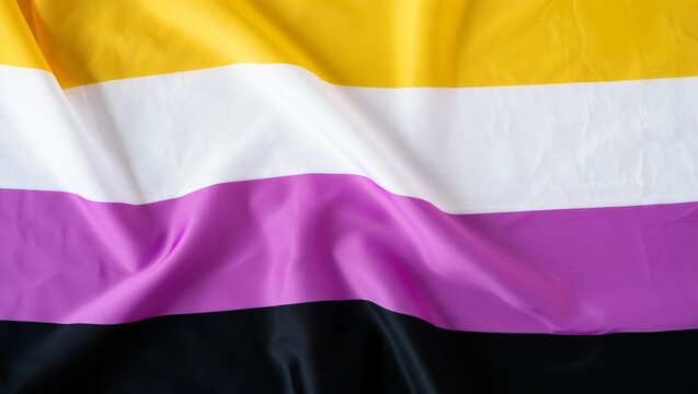 Elegant Silk Nonbinary Pride Flag Drapes &ndash; Soft Folds Texture