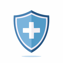 Obraz premium Blue shield with white cross icon