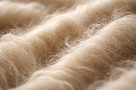 High detail shot of fine cashmere goat wool fibers