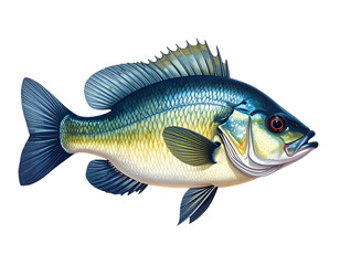 Fototapeta premium Detailed illustration of a blue and yellow freshwater fish