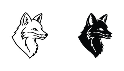 Fox head profile portrait icon vector illustration in outline and solid black style for wildlife and nature branding © Chroma