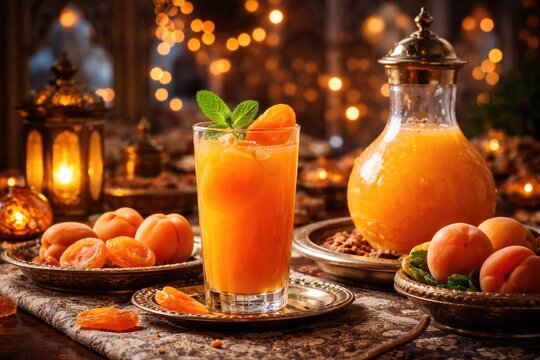 Refreshing Middle Eastern apricot beverage Qamar Al Din enjoyed during Ramadan festivities