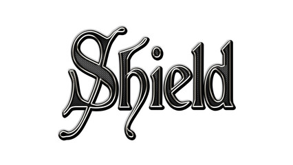 Fototapeta premium black metal 3d design of word Shield on white background.