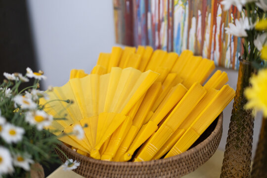 abanicos, abanico, amarillos, decoraci&oacute;n, anexo, accesorios, vienot, aire, fresco, objeto