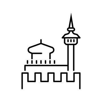 Bastakia district icon. Travel and historic district line symbol. Black and white.