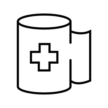 Bandage roll icon. Healthcare and first aid line symbol. Black and white.