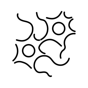 Nerve cell icon. Science and neuroscience line symbol. Black and white.