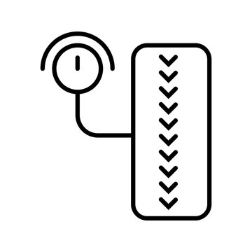 Tire pressure gauge icon. Industry and vehicle maintenance line symbol. Black and white.