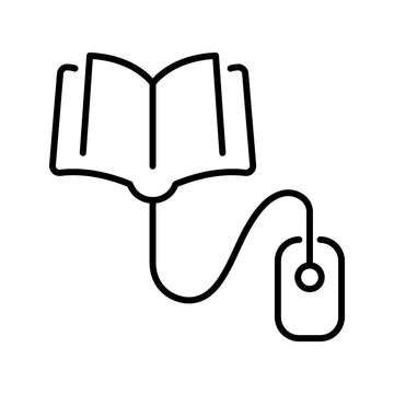 Online training icon. Education and elearning line symbol. Black and white.