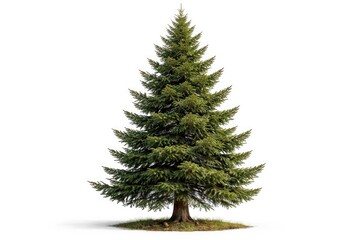 Fototapeta premium Single conifer tree with needles featured on a bright white background