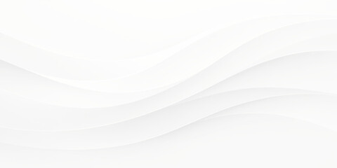 Obraz premium Minimal White Abstract Layered Paper Wave Background with Soft Curved Lines and Subtle 3D Shadows, Clean Light Gray Gradient Texture for Modern UI, Wallpaper and Elegant Design.
