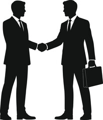 Fototapeta premium Business handshake silhouette of two professionals, success deal concept