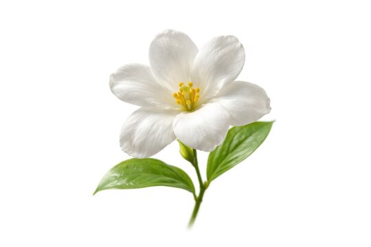 Isolated sampaguita blossom with crisp white background and natural lighting