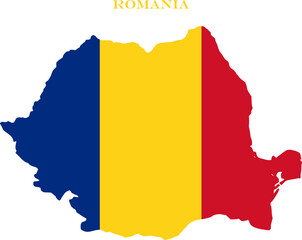 Obraz premium Romania Map Flag Europe National Vector Outline Country State Art