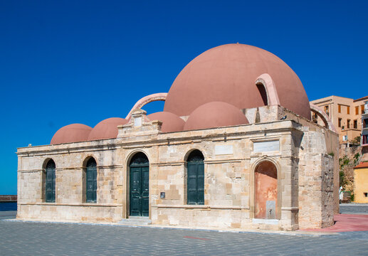 K&uuml;&ccedil;&uuml;k Hasan Pasha Mosque also Yali Mosque at old habour Chania city Crete (Kreta) Greece