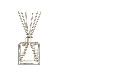 Obraz premium Drawing of a blank reed diffuser including fragrance sticks and cube perfume bottle with eco friendly paper packaging