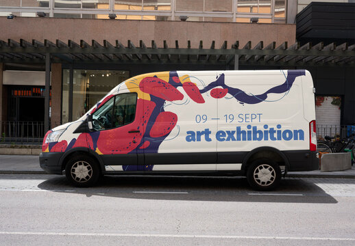 Mockup from real photo of Van Parked in Madrid Street
