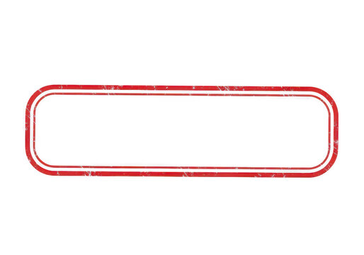 Red rectangular rubber stamp frame with a worn texture effect isolated stamp Png