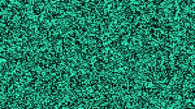 Teal and Black Pixel Noise Pattern - Digital Static Background Texture