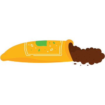 Agriculture flower soil bag vector icon isolated