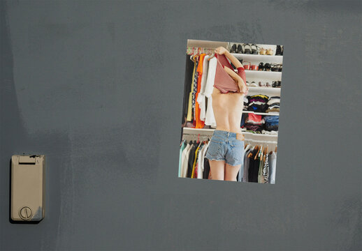 White Urban Poster on Gray Wall in Street. PSD mockup