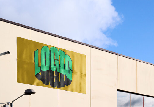 Building Storefront Black Metal Sign Mockup