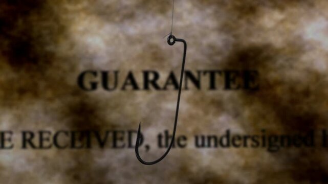 Guarantee Concept With Fishing Hook Over Text Symbolizing Phishing Scam