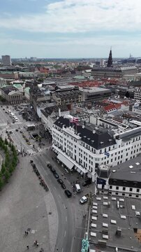 Aerial view of Hotel d&rsquo;Angleterre and Kongens Nytorv square in Copenhagen, Denmark