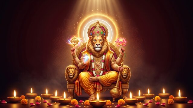 Narasimha Jayanti Greeting &ndash; Divine Festival Golden Background