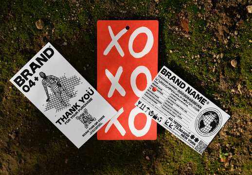 Three Hang Tags. PSD Template Mockup