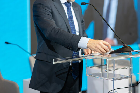 Speaker at business conference or presentation