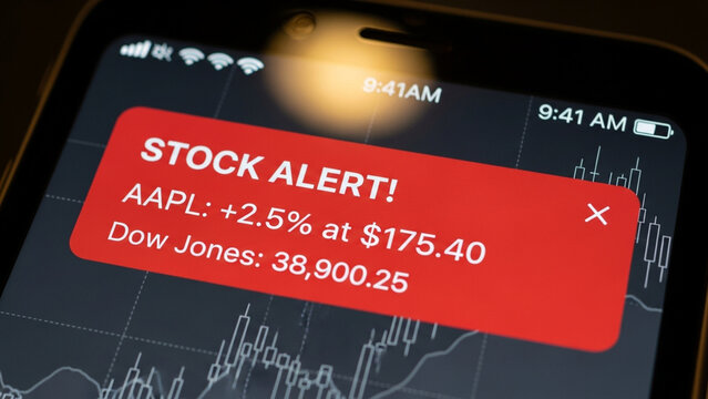 Financial Stock Alert Notification Displayed on a Mobile Smartphone Screen
