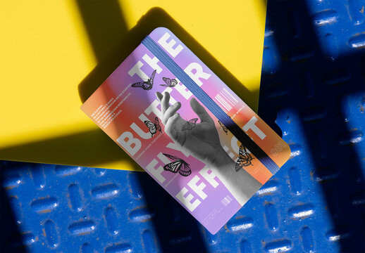 Blue Book Cover Mockup with elastic band