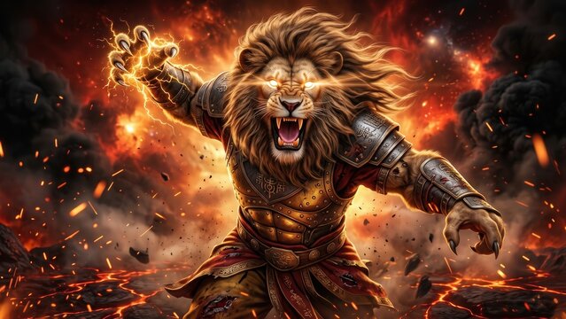 Fierce Narasimha Battle Form &ndash; Powerful Divine Warrior