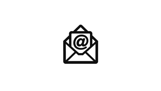 Envelope icon shows a classic mail symbol containing an at sign to represent electronic communication and digital messaging systems for modern business correspondence.