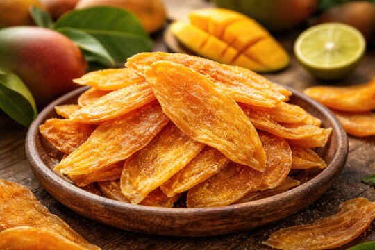 Dried mango slices showcasing tropical fruit preservation