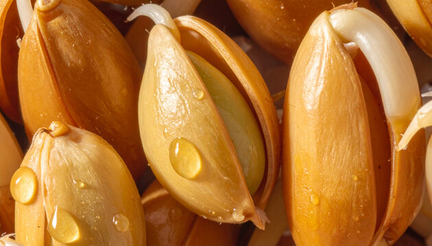 Sprouted Wheat Grain Close-up