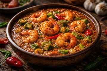 Fototapeta premium Delicious Obe Ila Alasepo stew made with shrimp and aromatic spices
