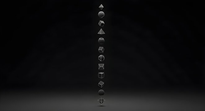 Falling geometric shapes on dark background