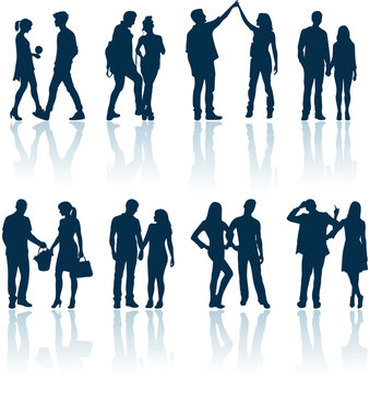 Happy Family silhouette Vector set