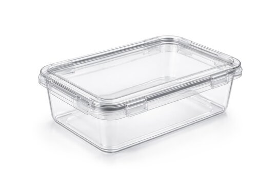transparent plastic meal container isolated with clean background